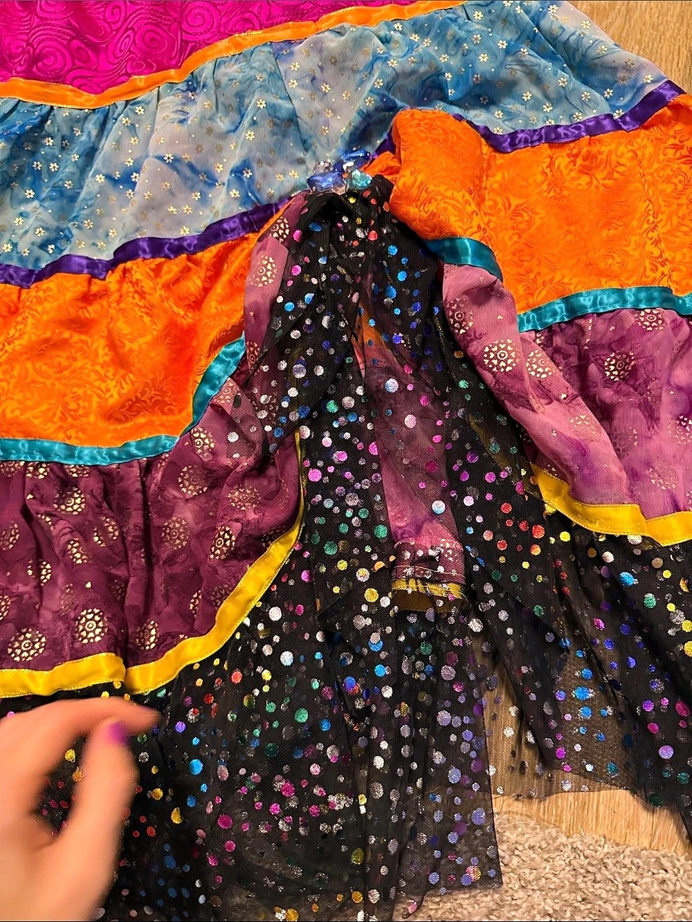 Esmeralda Gypsy Halloween Color Block Embellished Maxi Skirt size s/m - Picture 2 of 5